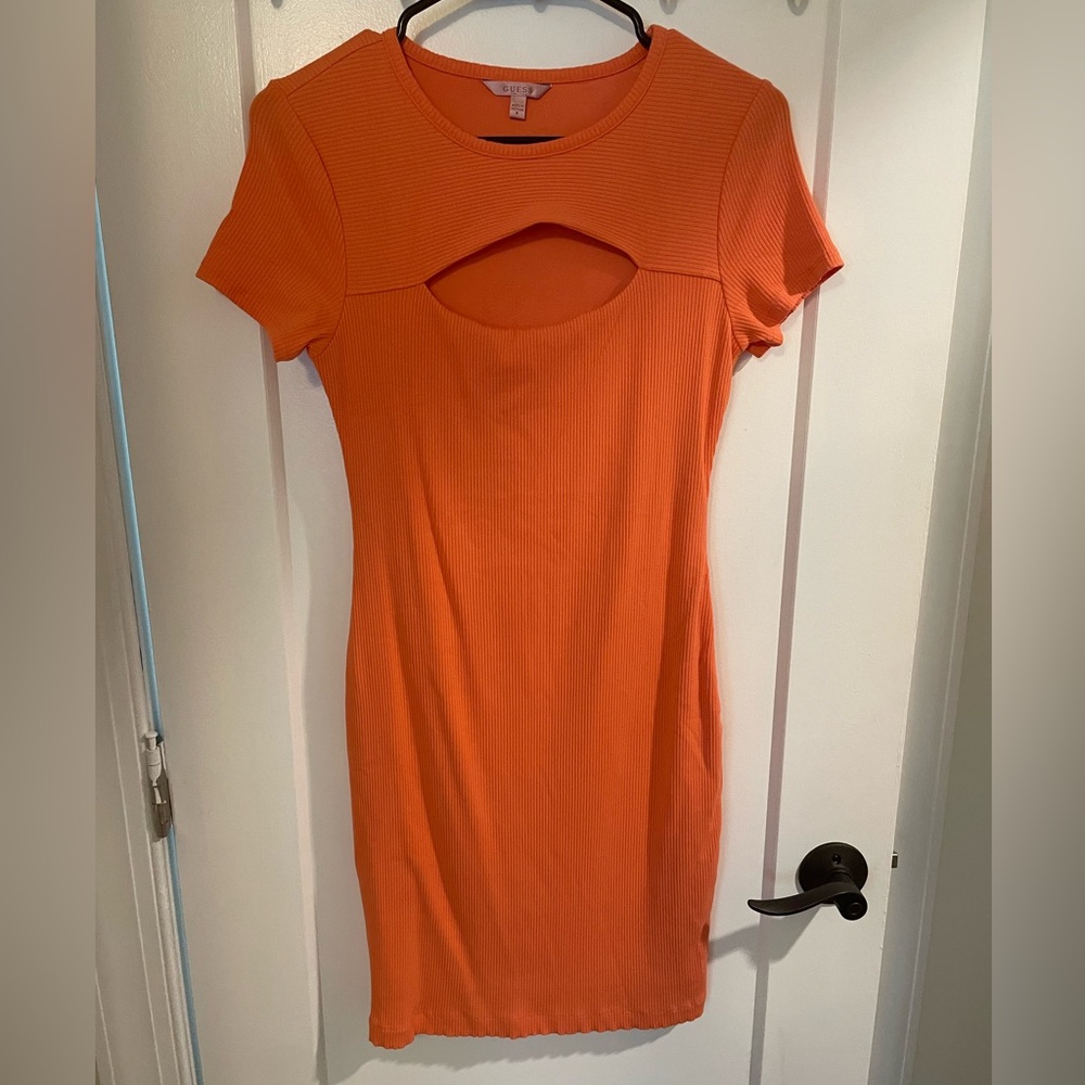 Guess Orange Mini Dress with Cut-Out